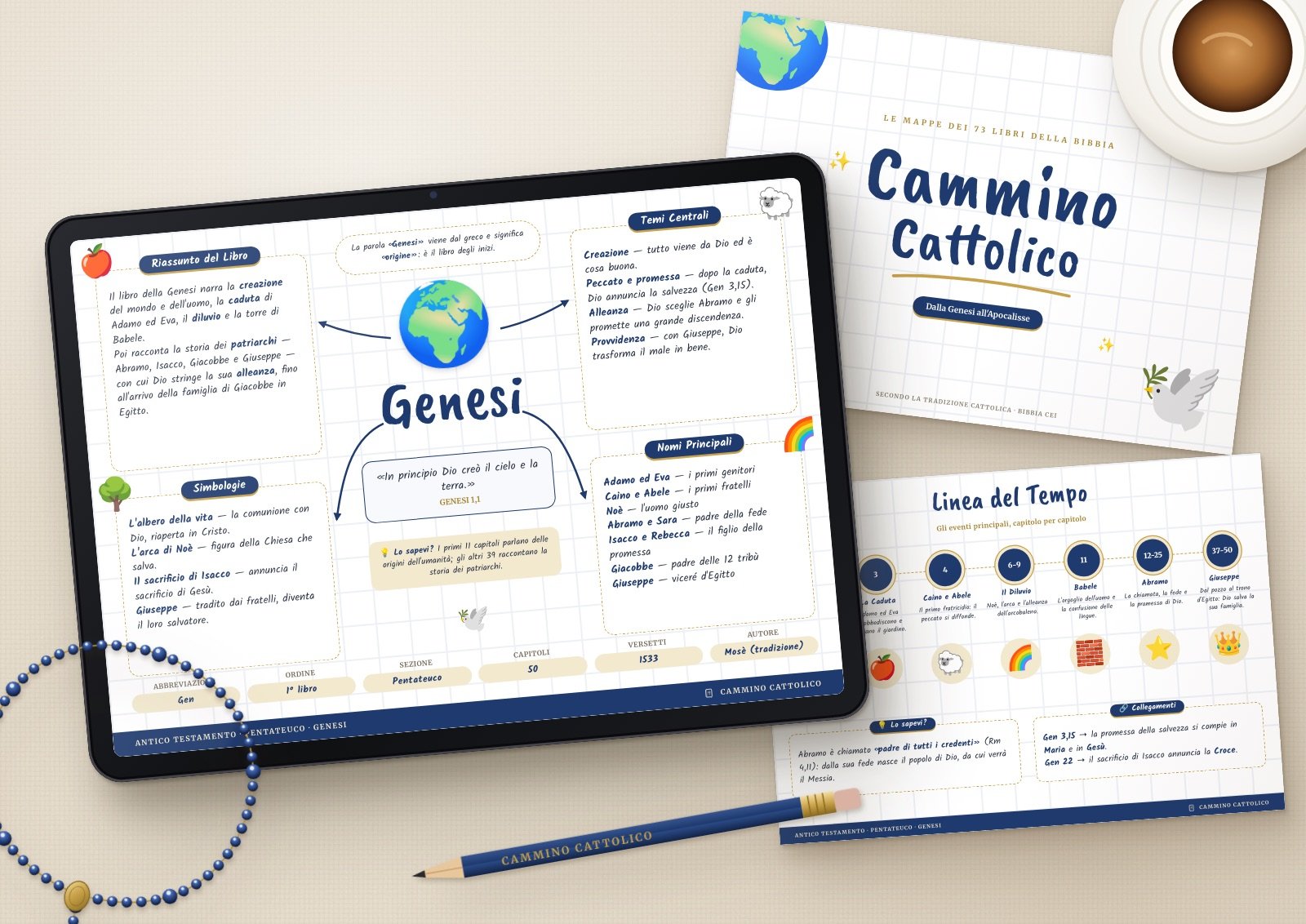 Cammino Cattolico: mappe della Bibbia su tablet e stampate